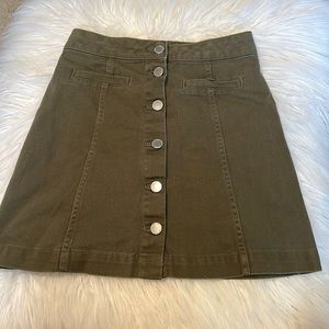Army green denim skirt